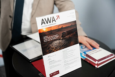 Aufsteller mit Werbung für den AWA