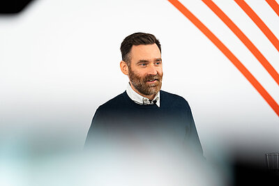 Florian Heimann bei seinem Vortrag im Studio