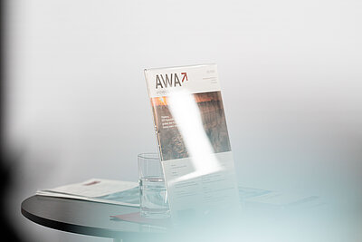 Aufsteller mit Werbung für den AWA